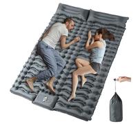 YuanDiann Matelas de camping auto-gonflant 200 x 140 cm pour 2 personnes, ultra léger, confortable, épais, double matelas, tente, tapis de couchage avec pompe à pied et coussin, gris