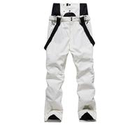 YuanDiann Pantalon de Ski Homme Femme Randonnée Trekking Plein Air Hiver Imperméable Coupe-Vent Fonctionnel Snowboard Rembourrage Coton Chaud Pantalon avec Sangle Amovible Beige XL