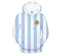 YuanDiann Qatar Coupe du Monde Football Pull a Capuche Fans Manche Longue Homme Femme Loose Sweat Shirt Impression Extensible Sport Casual Hoodie avec Poche 3D Argentine 2# M