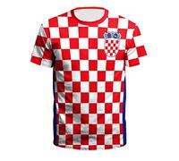 YuanDiann Qatar Coupe du Monde Football T-Shirt Fans Manche Courte Col Rond Loose Sport Casual Impression en 3D Drapeau National Respirant séchage Rapide Tee Maillot Croatie 2# L