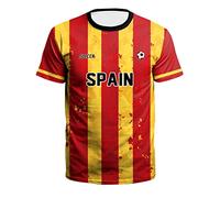 YuanDiann Qatar Coupe du Monde Football T-Shirt Fans Manche Courte Col Rond Loose Sport Casual Impression en 3D Drapeau National Respirant séchage Rapide Tee Maillot Espagne L