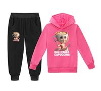YuanDiann Survêtement pour enfant - Ballerine - Cappuccina - Survêtement italien - Imprimé marron - Sweat à capuche + pantalon de jogging - 2 pièces - Sport décontracté - Garçon et fille - Sweat à