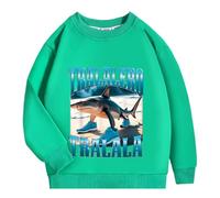 YuanDiann Sweat-shirt pour enfants Tralalero Tralala Pullover Automne Hiver Italien Brainrot 100% Coton Col Rond Pull Impression Amusante Garçons Filles Cadeau Top, vert, 160