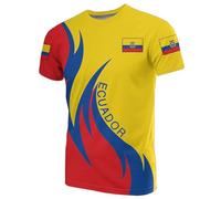 YuanDiann T-shirt de football américain 2024 pour les fans de l'Équateur - Drapeau national - Imprimé à manches courtes et col rond - Séchage rapide - Respirant, #2, L