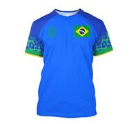 YuanDiann T-shirt de football américain 2024 pour les fans du Brésil - Imprimé drapeau national - Manches courtes - Col rond - Respirant - Séchage rapide, 22#, L