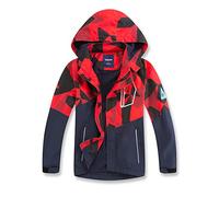 YuanDiann Veste de pluie pour enfant - Imperméable et respirante - Capuche amovible - Doublure polaire - Coupe-vent - Pour garçons et filles - Pour 110-150 cm