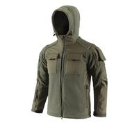 YuanDiann Veste polaire à capuche pour homme - Veste tactique - Plusieurs poches - Coupe-vent - Chaude - Pour la randonnée, le camping, le trekking, la chasse, le sport - Veste demi-saison, vert, M