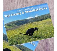 Yuandream Calendrier 2025 Pooping Dogs Calendar 2025, Dogs Pooping In Beautiful Places Calendar, Calendrier mural amusant pour chiots 2025, Cadeau pour Amis, Famille, Voisins