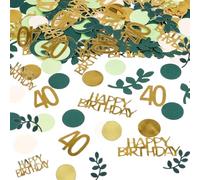 Yuandream Confettis Anniversaire 40 Ans, 200 Pièces Confetti Or Vert Confettis de Table, Deco Table Homme et Femme, Happy Birthday Decoration pour Fête