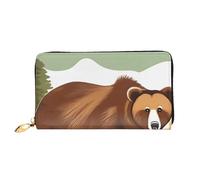 yuangjhop Brown Bear Walking Portefeuille en cuir pour femme Design élégant avec plusieurs emplacements pour cartes, compartiment pour espèces et cuir durable