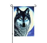 YUANGJHOP Drapeau loup sous la lune. Convient pour l'intérieur et l'extérieur, parfait pour la maison, le jardin, les événements et les expositions patriotiques.
