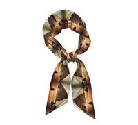 yuangjhop Dreaming of the Pyramids of Khufu Print Women's Fashion Scarf Silk Feeling Satin Head Scarf for Women Long Silk (satin)