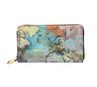 yuangjhop Portefeuille en cuir avec carte du monde de dessin animé. Design élégant avec plusieurs emplacements pour cartes, compartiment pour espèces et cuir durable.