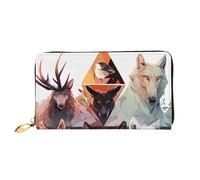 yuangjhop Portefeuille en cuir avec motif loups et rennes. Design élégant avec plusieurs emplacements pour cartes, compartiment pour espèces et cuir durable. Pour femme.