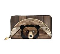 yuangjhop Rustic Lodge Bear Portefeuille en cuir Design élégant avec plusieurs emplacements pour cartes, compartiment pour espèces et cuir durable pour femme