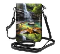 yuangjhop Waterfall Views Petit sac à main pour téléphone portable, sac à bandoulière à imprimé floral, mini portefeuille en cuir synthétique avec bandoulière, fermeture magnétique sécurisée.