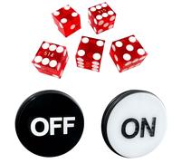 Yuanhe Lot de 5 dés de Casino Craps - Comprend Un Jeu de dés de Casino de précision Rouge de 19 mm et Un Bouton de Palet Marche/arrêt de 7,6 cm