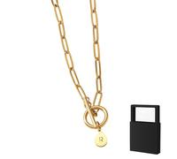 YUANHUYUOU Collier avec initiale, collier avec pendentif initial personnalisé, collier avec petites lettres, cadeau de Noël pour femme (R)