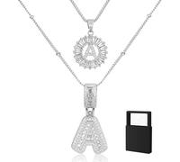 YUANHUYUOU Collier avec initiale, collier avec pendentif initial personnalisé, collier avec petites lettres, cadeau de Noël pour femme (A)