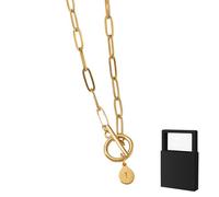 YUANHUYUOU Collier avec initiale, collier avec pendentif initial personnalisé, collier avec petites lettres, cadeau de Noël pour femme (T)
