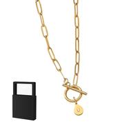 YUANHUYUOU Collier avec initiale, collier avec pendentif initial personnalisé, collier avec petites lettres, cadeau de Noël pour femme (U)