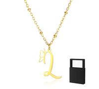 YUANHUYUOU Collier Initiale - Pendentif alphabet de A à Z, bijou personnalisé pour maman, épouse ou petite amie pour son anniversaire (L)