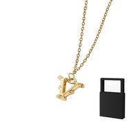 YUANHUYUOU Collier lettre, joli collier ras du cou avec prénom, pendentif personnalisé tendance, bijou cadeau pour femme (V)