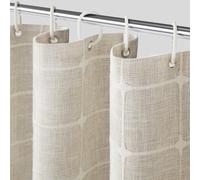 Yuanice Rideau de douche en lin neutre imperméable et robuste en tissu texturé vintage bohème décoratif pour salle de bain avec 12 crochets en plastique, 183 x 183 cm (l x L)