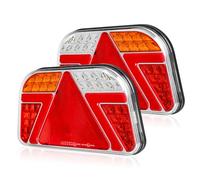 Yuanjoy 2 Feux Arrière Remorque LED 12V 24V IP67 Étanches Avec Feux De Position Stop Clignotants Recul Antibrouillard Et Éclairage Plaque Pour Camion Caravane Fourgon Tracteur