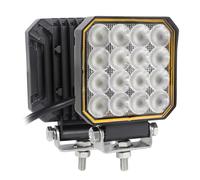 Yuanjoy 2 pièces Barre lumineuse 10 cm carrée Spot Flood Amber White Pare-chocs de secours pour conduite tout-terrain, brouillard, travail, camion, jeep, ATV, UTV, SUV, tracteur, remorque, bateau