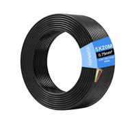 Yuanjoy 5 Fils 0,75mm² 20 Mètres Câble pour Véhicule - Câble d’attache multiconducteurs, Conducteur de terre rond, Noir, pour Caravanes, Camions, Remorques