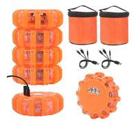 Yuanjoy 6 Pièces Gyrophare LED Rechargeable USB-C, Voyant D'avertissement de Voiture avec Aimant et Crochet, Étanchéité IP65, 9 Modes pour Sécurité Voiture, Chantier, Camping