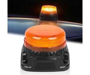 Yuanjoy Gyrophare LED Ambre, 9 Modes Clignotants 12-24V Feu LED, Alarme De Recule 110 dB, IP67 Imperméable Lumière D'urgence Jaune Pour Véhicules, Chariots Élévateurs, Tracteurs, Autobus