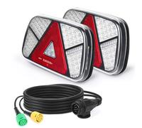 Yuanjoy Kit Feux Arrière Remorque 12V/24V Étanche Clignotants, Stop, Position, Recul, Antibrouillard & Réflecteur Avec 2 Câbles 5,5m 6 Fils Pour Camion, Caravane, Fourgon, Tracteur