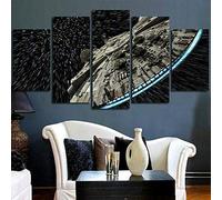 YUANJUN 5 Panneau Mural Impression sur Toile Intissée Décoration Murale Tableau Giclée Tendue Encadrée Illustrations Prete Suspendre Encadrée Salon Décor Affiche Star Wars