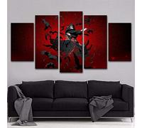YUANJUN 5 Pieces Toile Tableau Tableaux Deco Murale Salon Moderne Imprimé Toile Intissee Decoration Photo Image Artistique Photographie Peinture Uchiha Itachi HD