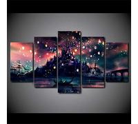 YUANJUN 5 Pieces Toile Tableau Tableaux Deco Murale Salon Moderne Imprimé Toile Intissee Decoration Photo Image Artistique Photographie Château Fantastique De Film De Disney