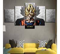 YUANJUN 5 Pieces Toile Tableau Tableaux Deco Murale Salon Moderne Imprimé Toile Intissee Decoration Photo Image Artistique Photographie Dragon Ball Z Super Goku Poster