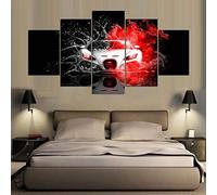 YUANJUN 5 Pieces Toile Tableau Tableaux Deco Murale Salon Moderne Imprimé Toile Intissee Decoration Photo Image Artistique Photographie Peinture De Dérive De Voiture De Sport De Luxe Rouge