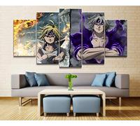 YUANJUN 5 Pieces Toile Tableau Tableaux Deco Murale Salon Moderne Imprimé Toile Intissee Decoration Photo Image Artistique Photographie Photos D'Anime Seven Deadly Sins
