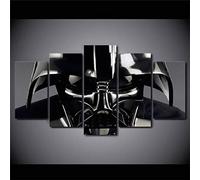 YUANJUN Multi Panneau 5 Parties Tableaux Murale Affiches Photos Décoration Salon Frame Toile Images Motif Graphique Art Mural Stickers Peintures Casque Star Wars Dark Vador Noir