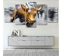 YUANJUN Multi Panneau 5 Parties Tableaux Murale Affiches Photos Décoration Salon Frame Toile Images Motif Graphique Art Mural Stickers Peintures Taureau De Chargement De New York