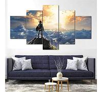 YUANJUN Multi Panneau 5 Parties Tableaux Murale Affiches Photos Décoration Salon Frame Toile Images Motif Graphique Art Mural Stickers Peintures Légende Zelda Breath of The Wild