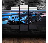yuanjun Multi Panneau 5 Parties Tableaux Murale Affiches Photos Décoration Salon Toile Images Motif Graphique Art Mural Stickers Peintures Bugatti Bolide Concept Hyper Parce Que