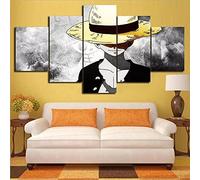 YUANJUN Tableau Multi Panneau 5 Parties Decor Murale Impression sur Toile 5 Pieces Toile Tableau Tableaux avec Cadre Tableau Cadeaupirate Anime Luffy