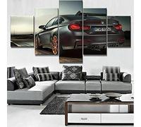 YUANJUN Tableau Multi Panneau 5 Parties Decor Murale Impression sur Toile 5 Pieces Toile Tableau Tableaux avec Cadre Tableau Cadeaugommez La Voiture De Sport De Mode M4 Noire