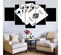 YUANJUN Tableau Multi Panneau 5 Parties Decor Murale Impression sur Toile 5 Pieces Toile Tableau Tableaux avec Cadre Tableau Cadeau Peinture en Aérosol Géométrique De Jeu De Poker De Mode