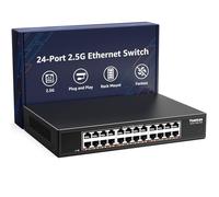 YuanLey Switch Ethernet 2.5G à 24 Ports, Switch Non-Manageable Multi-Gigabit avec 24×2.5G RJ45, Capacité 120Gbps, Boîtier Métallique sans Ventilateur, Installation Bureau/Rack pour NAS, PC et WiFi 6
