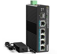YuanLey Switch Industriel 6 Ports avec 4 Ports PoE Gigabit, 1 Port Uplink 1000Mbps, 1 Port SFP, Switch PoE Non-Manageable Din-Rail avec Alimentation 66,25W, Compatible IEEE802.3af/at, VLAN & Loop