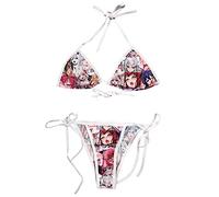 YUANMO Ahegao Bikini Lolita Japonais Manga Lingerie Sexy Anime Soutien-gorge et String Ensemble, Rouge, Taille unique